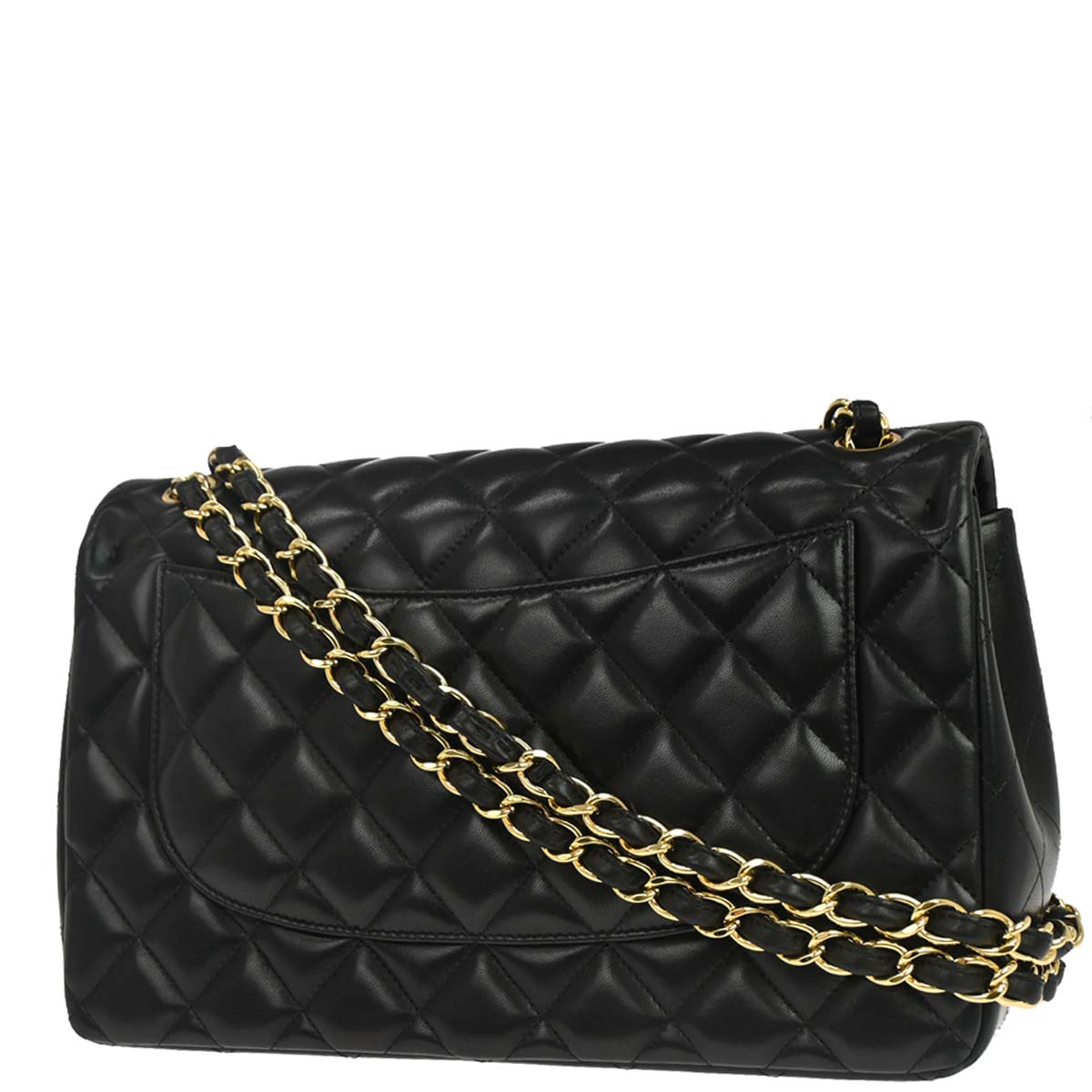 Chanel 2012 Black Lambskin Jumbo Classic Double Flap Shoulder Bag