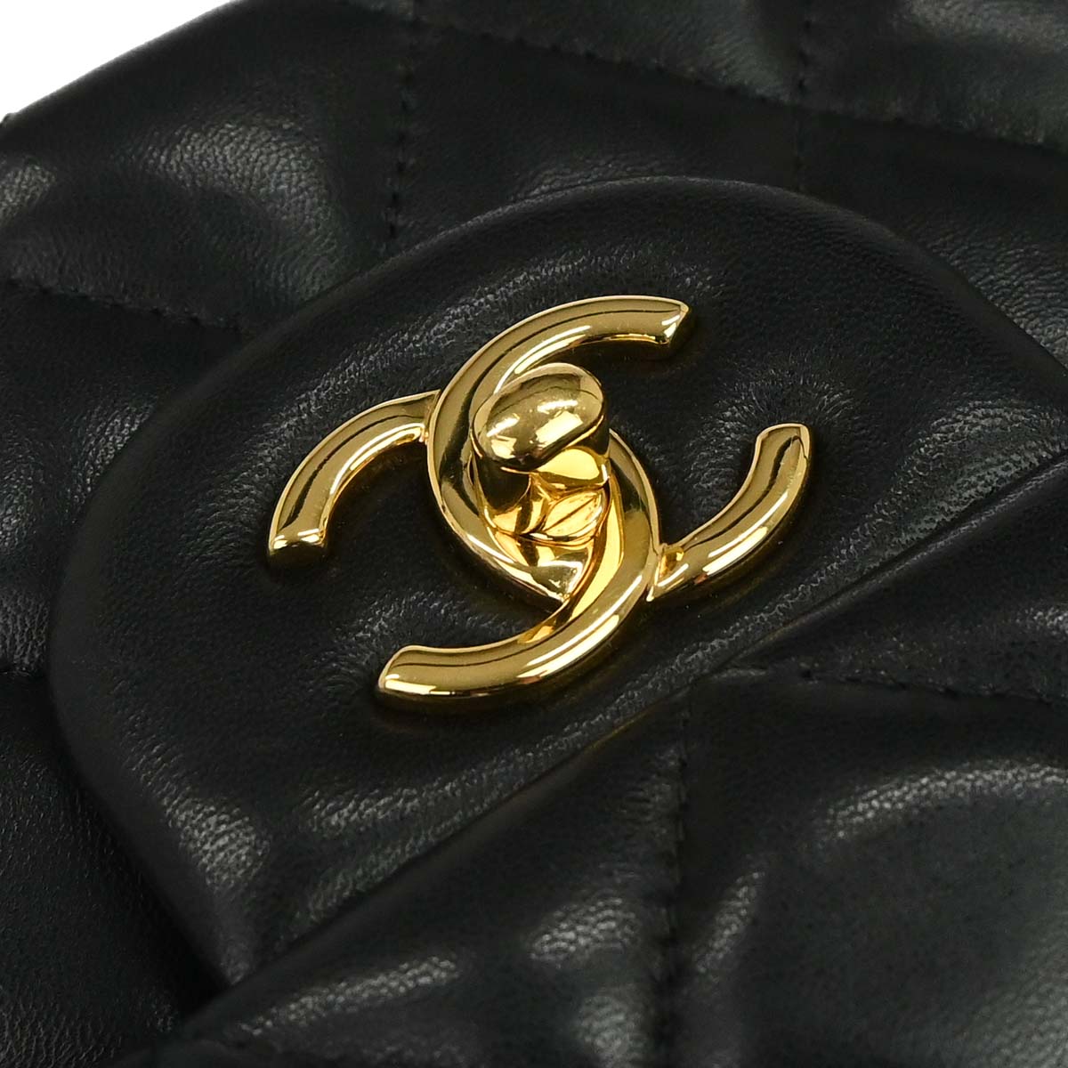 Chanel 2012 Black Lambskin Jumbo Classic Double Flap Shoulder Bag