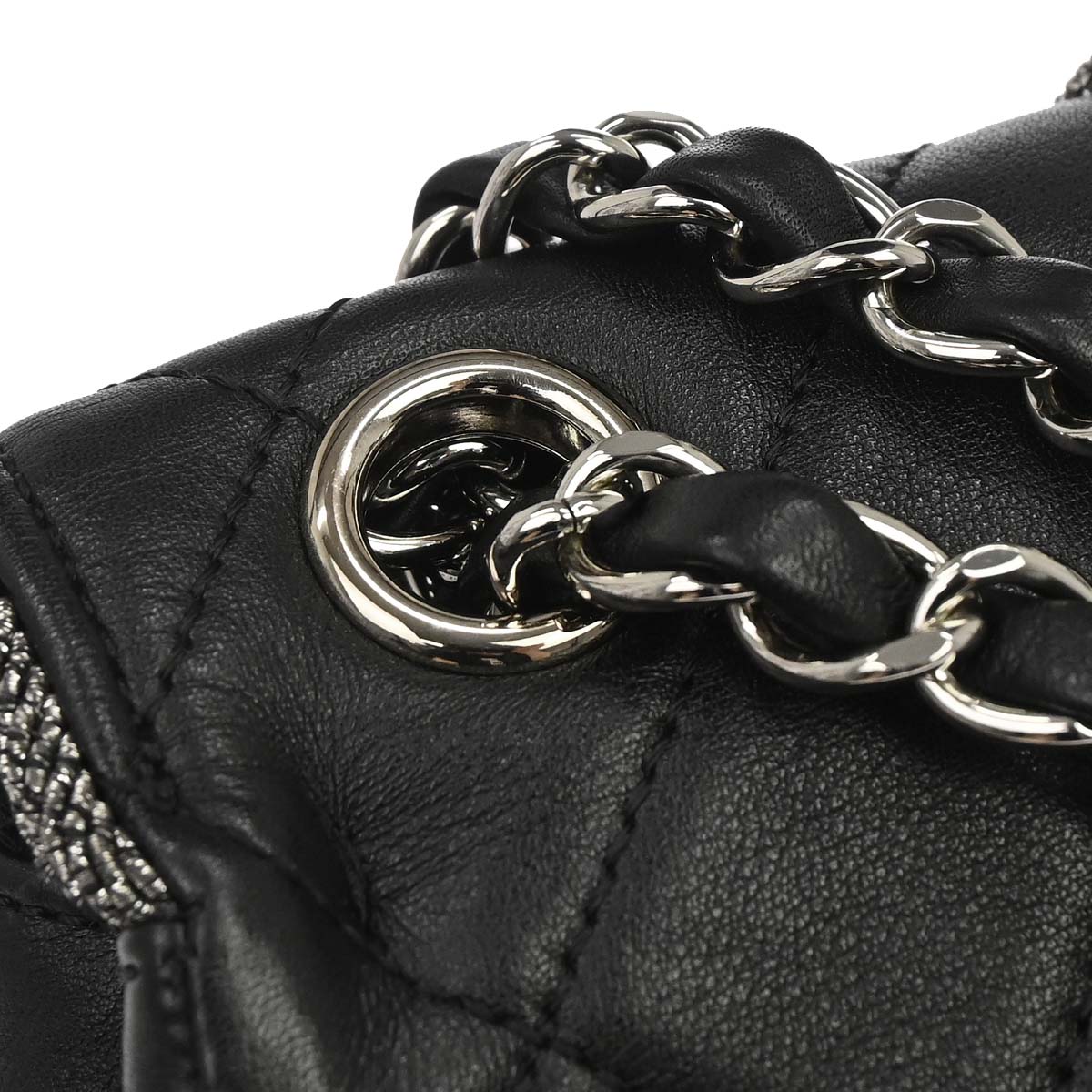 Chanel 2019 Black Calfskin Lurex Elementary Chic Flap Shoulder Bag