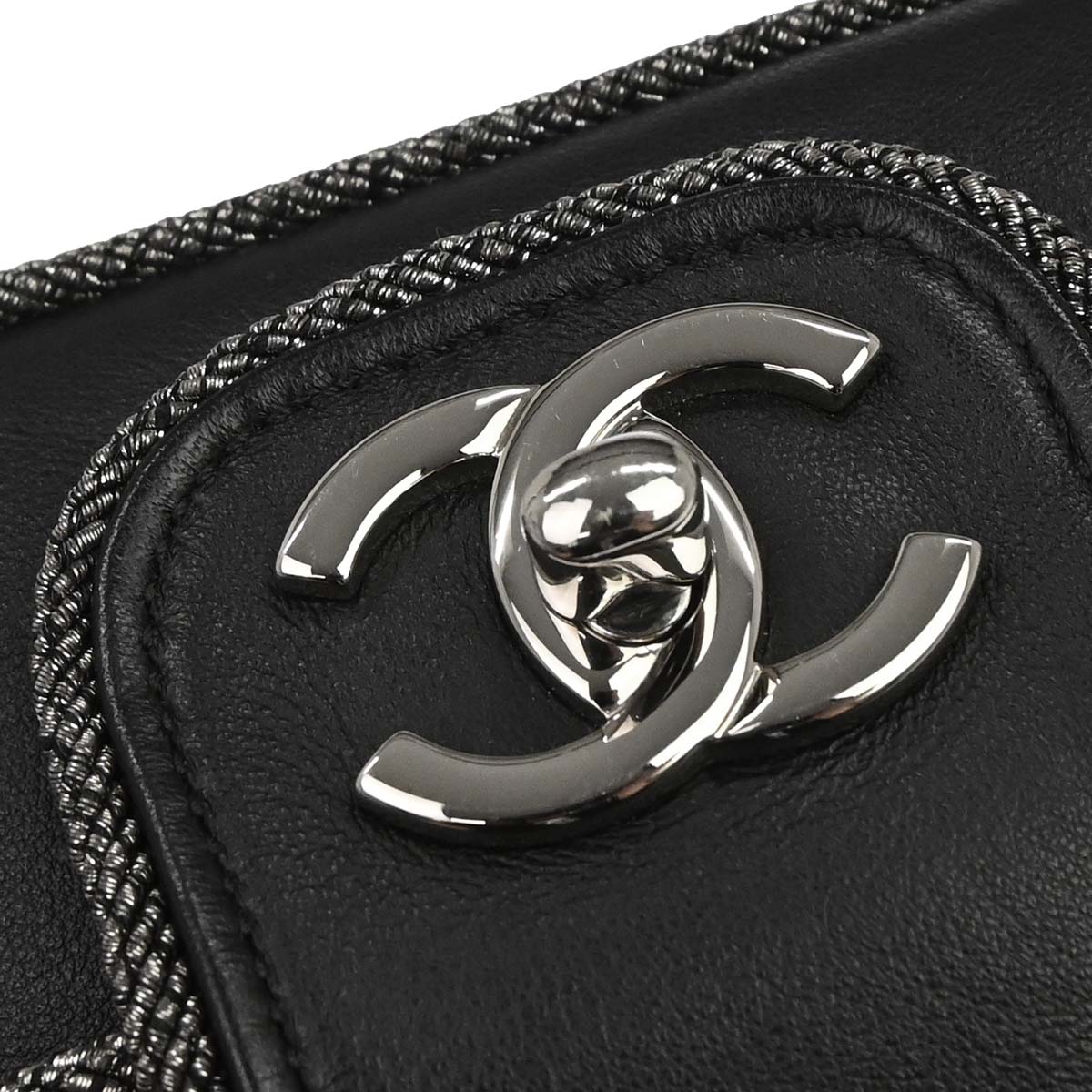 Chanel 2019 Black Calfskin Lurex Elementary Chic Flap Shoulder Bag