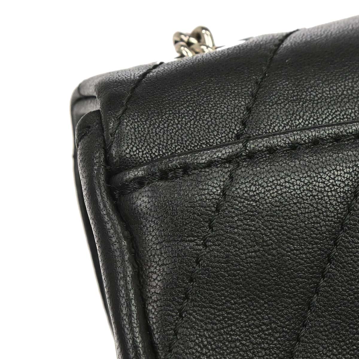 Chanel 2017-2018 Black Calfskin Chevron Shoulder Bag