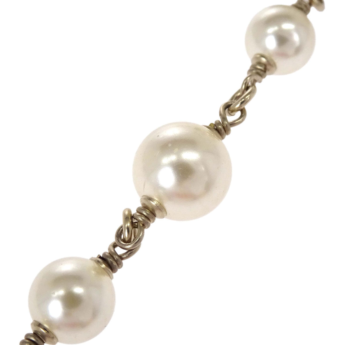 Chanel Long Chain Necklace CC Gold Black Costume Pearl B14V