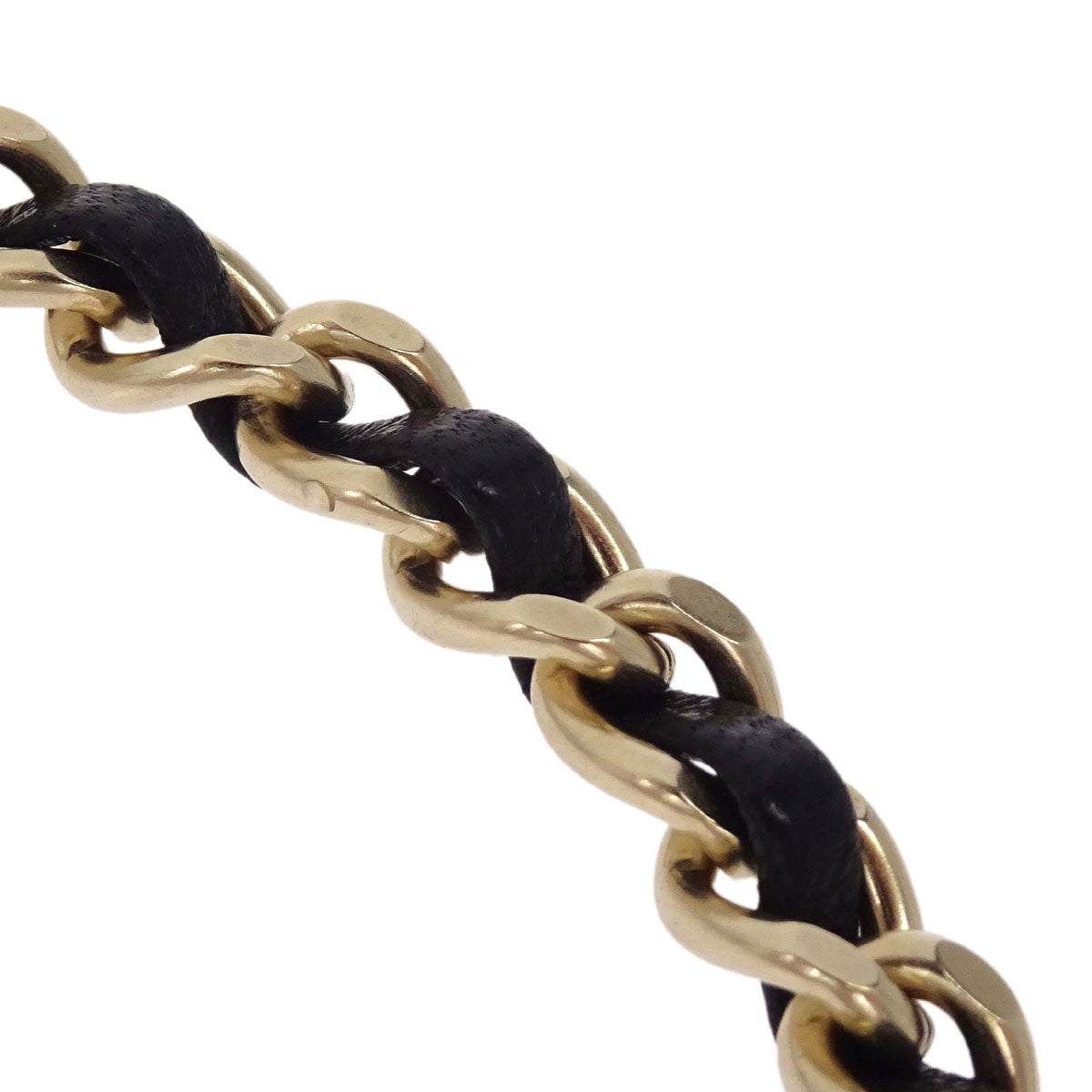 Chanel Gold Black Leather Turnlock Choker Necklace B12P