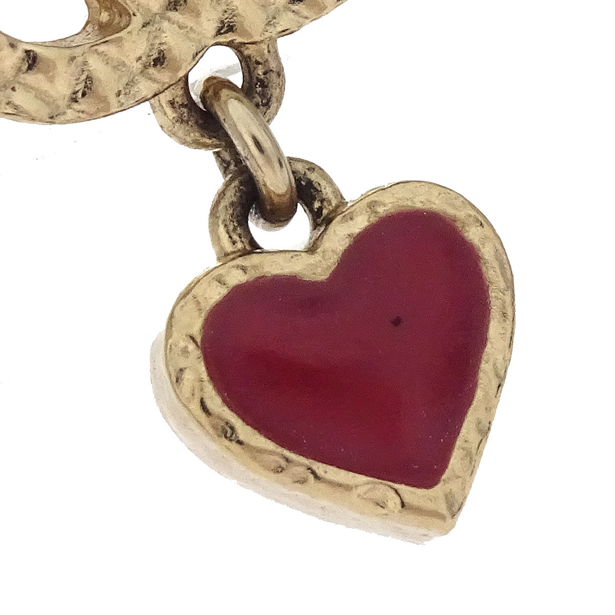 Chanel Dangle Heart Triangle Pierced Earrings CC Gold A18V