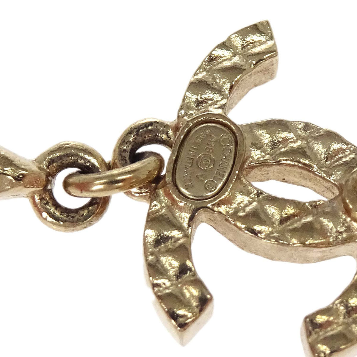 Chanel Dangle Heart Triangle Pierced Earrings CC Gold A18V