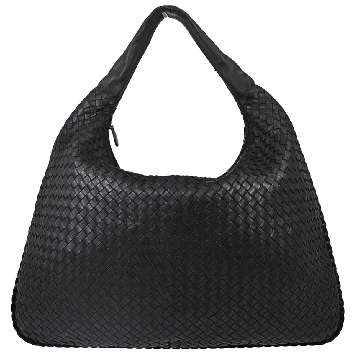 Bottega Veneta Black Lambskin Intrecciato Hobo Handbag