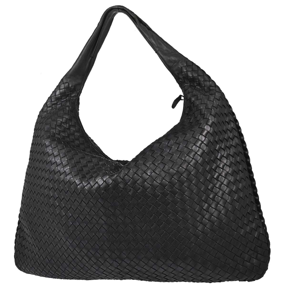 Bottega Veneta Black Lambskin Intrecciato Hobo Handbag