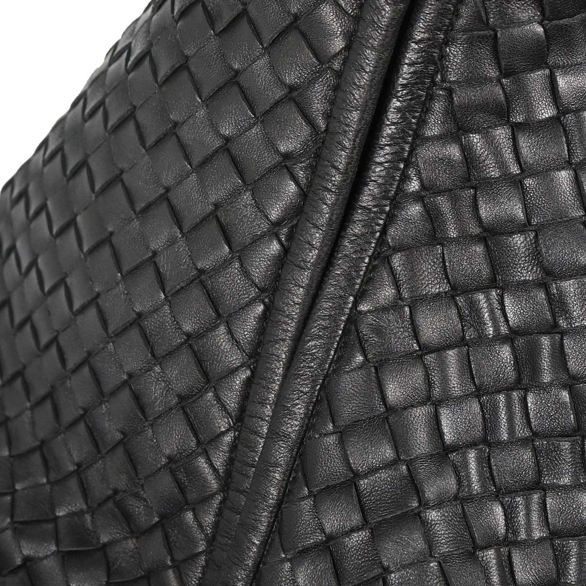 Bottega Veneta Black Lambskin Intrecciato Hobo Handbag