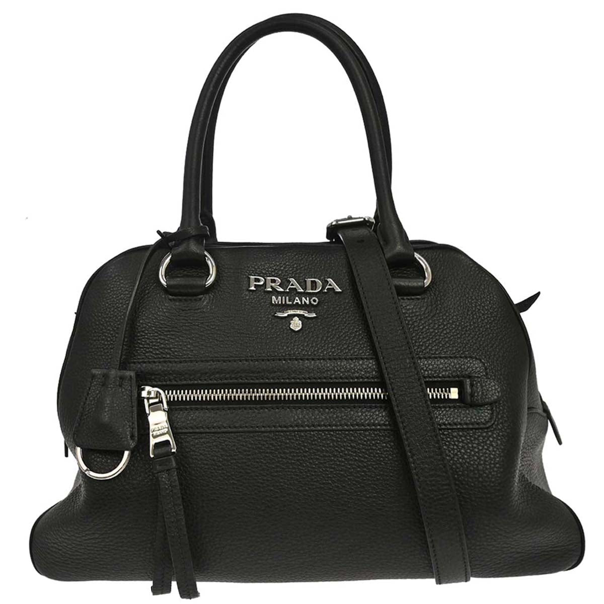 Prada Black Leather 2way Shoulder Handbag