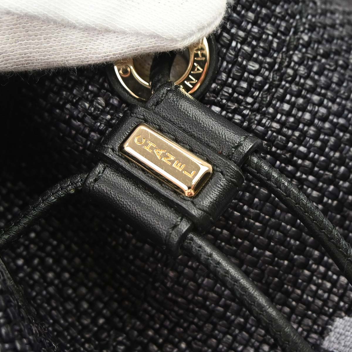 Chanel 2019 Black Straw Deauville Bucket Shoulder Bag