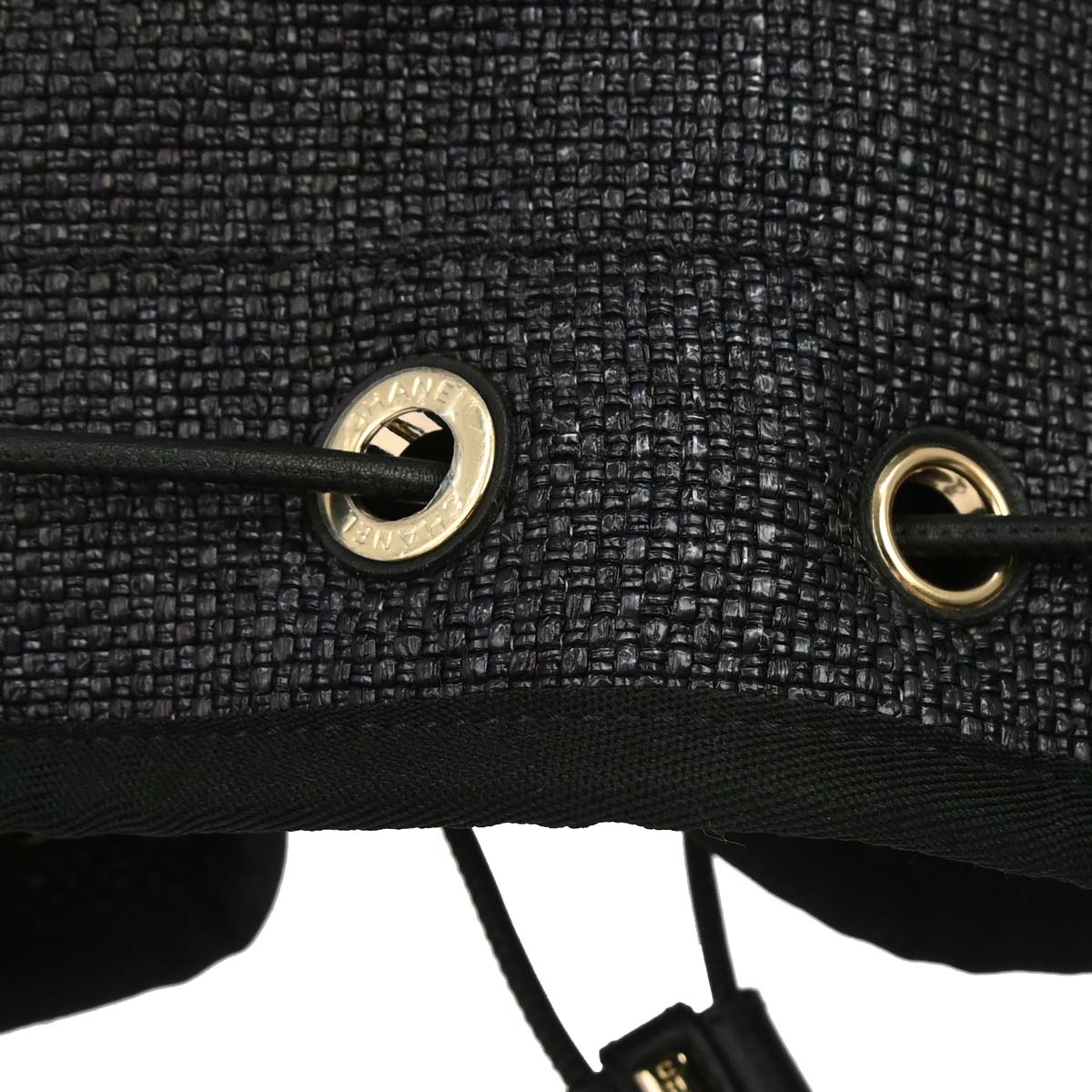 Chanel 2019 Black Straw Deauville Bucket Shoulder Bag