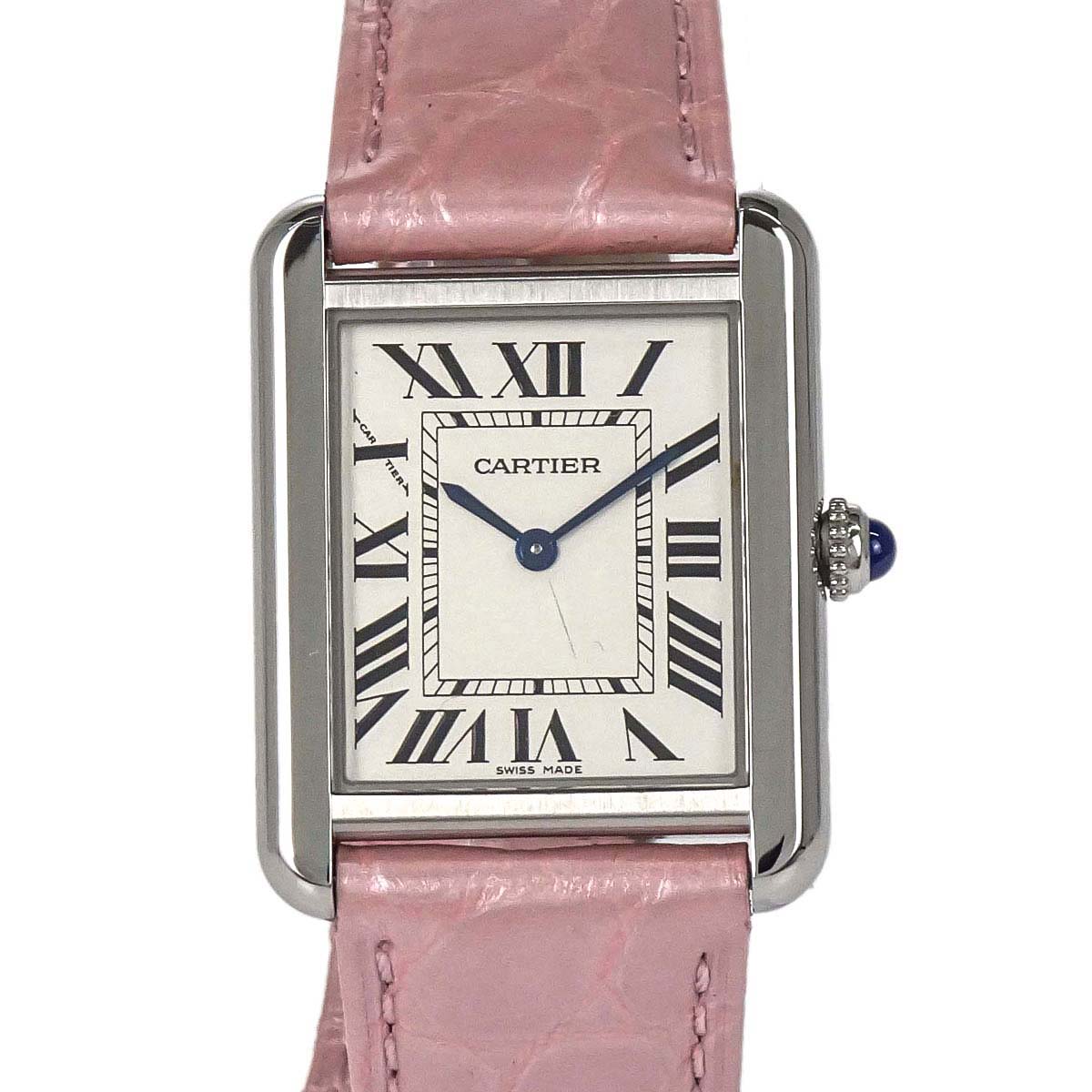 Cartier * Tank Solo SM 24mm Ref.2716 Quartz Watch SS Crocodile Pink