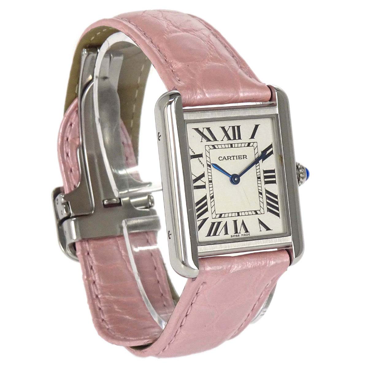 Cartier * Tank Solo SM 24mm Ref.2716 Quartz Watch SS Crocodile Pink