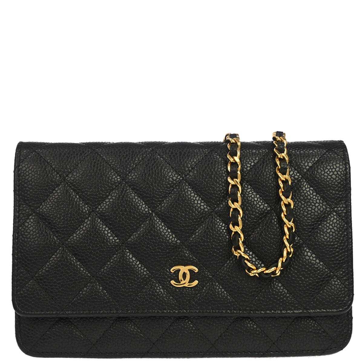 Chanel 2016-2017 Black Caviar Skin Classic WOC Wallet on Chain Shoulder Bag