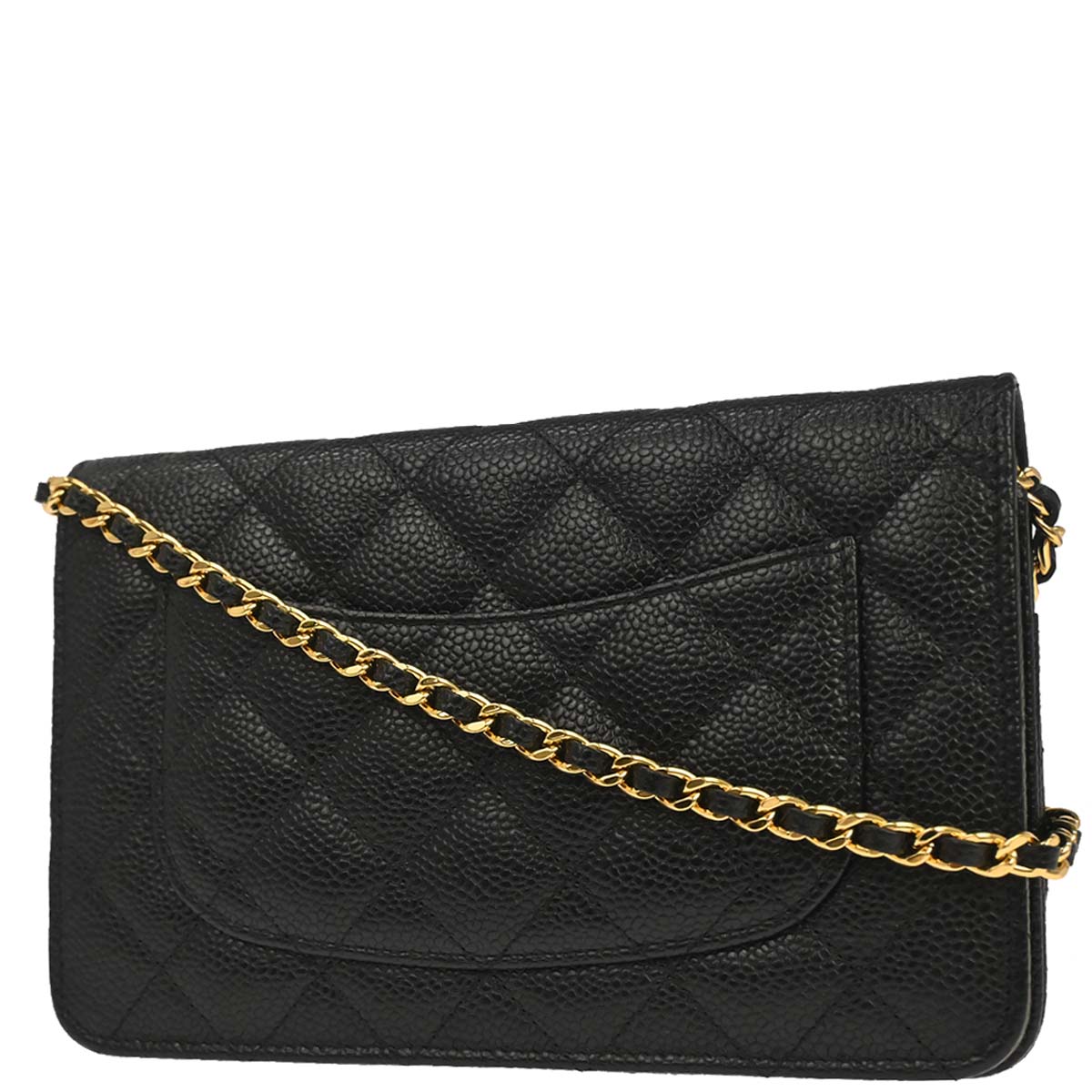 Chanel 2016-2017 Black Caviar Skin Classic WOC Wallet on Chain Shoulder Bag