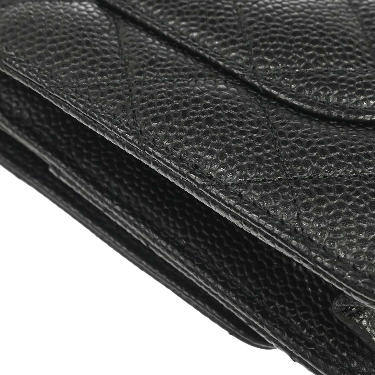 Chanel 2016-2017 Black Caviar Skin Classic WOC Wallet on Chain Shoulder Bag
