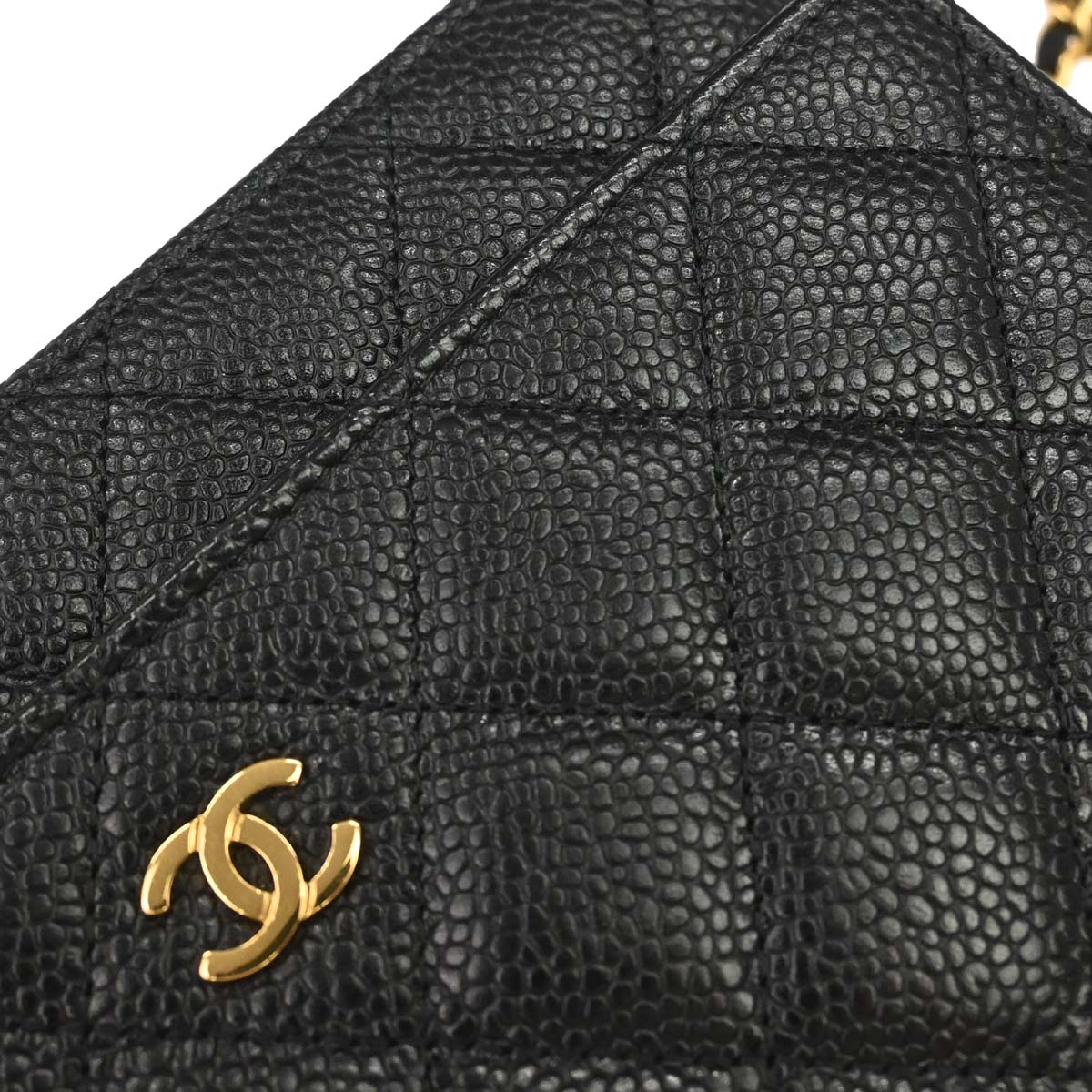 Chanel 2016-2017 Black Caviar Skin Classic WOC Wallet on Chain Shoulder Bag