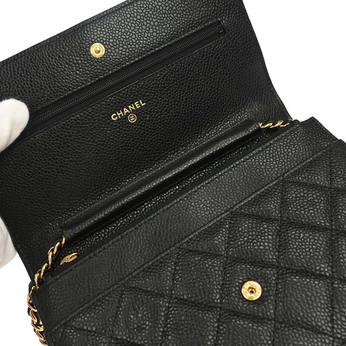 Chanel 2016-2017 Black Caviar Skin Classic WOC Wallet on Chain Shoulder Bag