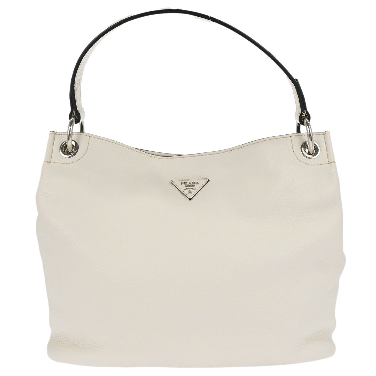Prada White Leather Tote Handbag