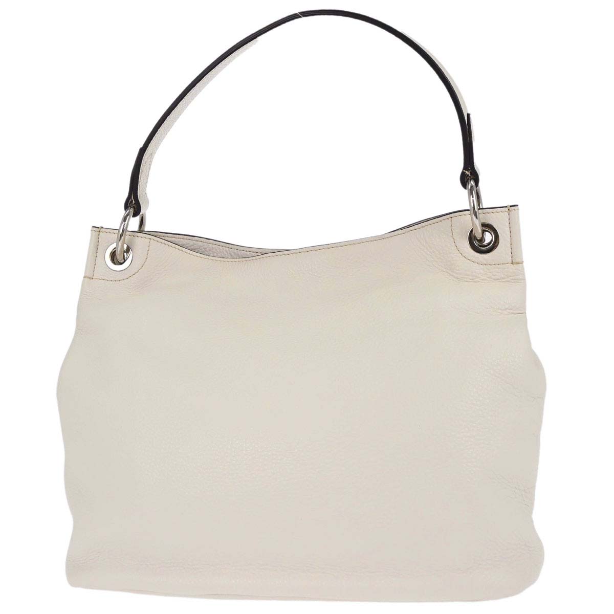 Prada White Leather Tote Handbag