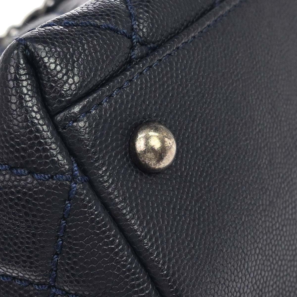 Chanel * 2015-2016 Navy Bordeaux Caviar Skin Lizard Coco Handle 2way Shoulder Handbag