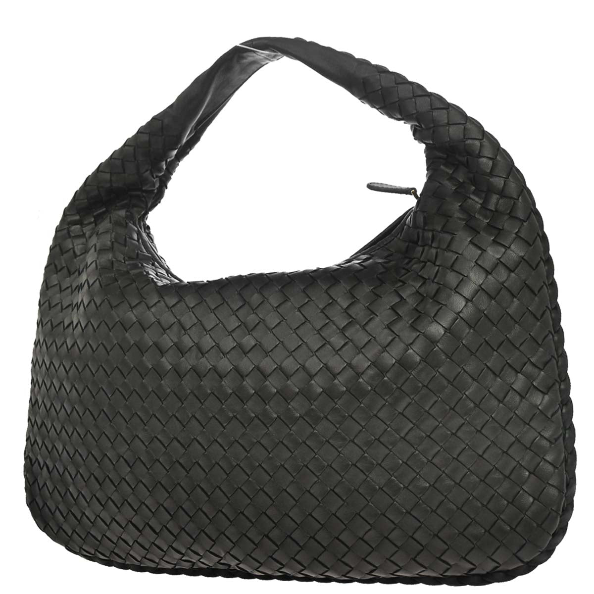 Bottega Veneta Black Lambskin Intrecciato Hobo Handbag