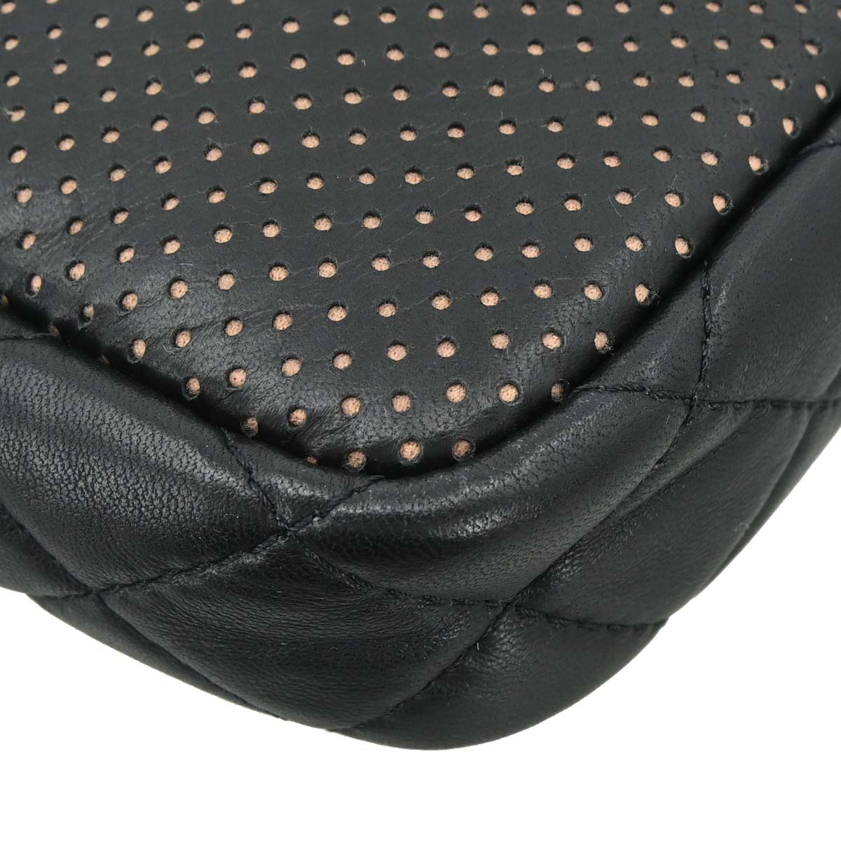 Chanel Black Perforated Lambskin Ultra Pocket Camera Bag