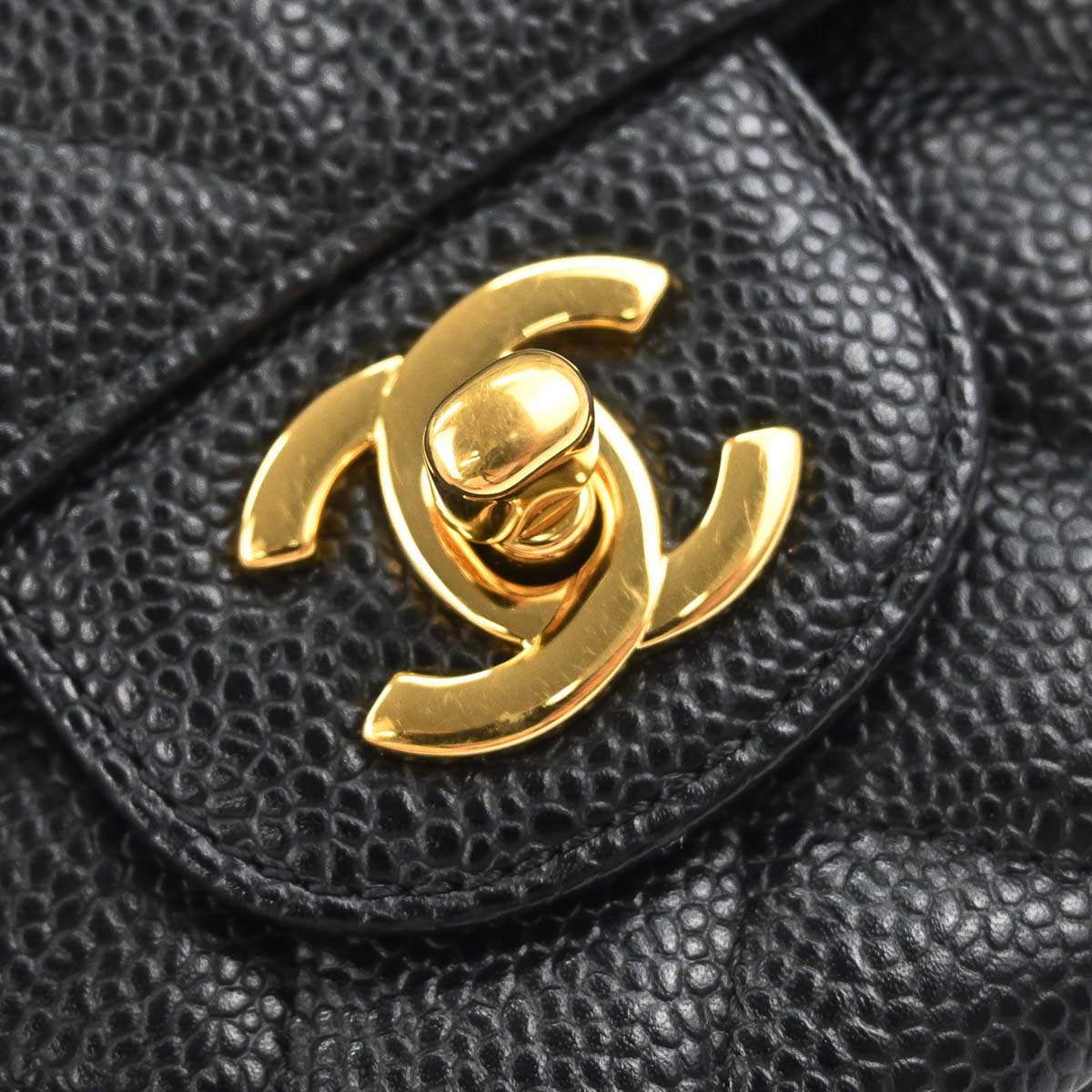 Chanel Black Caviar Skin Medium Classic Double Flap Shoulder Bag