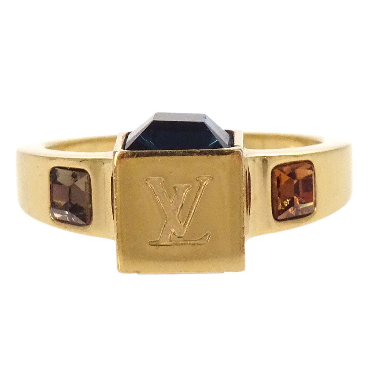 Louis Vuitton Burg Gamble Ring Rhinestone Gold M67006 TE0193 #M