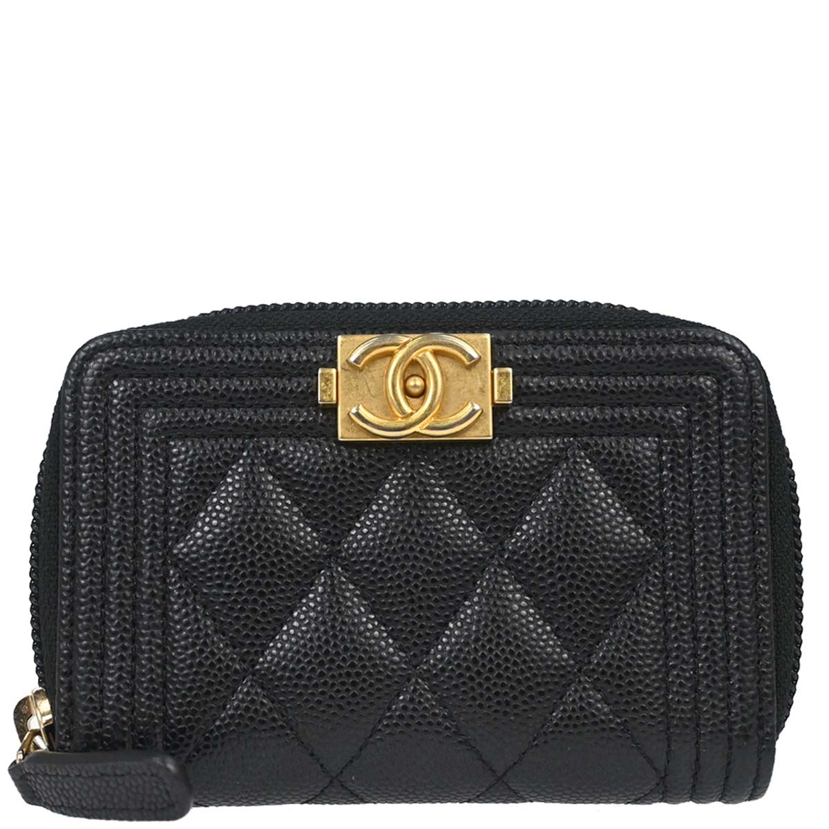 Boy Chanel Black Caviar Skin Coin Purse Wallet