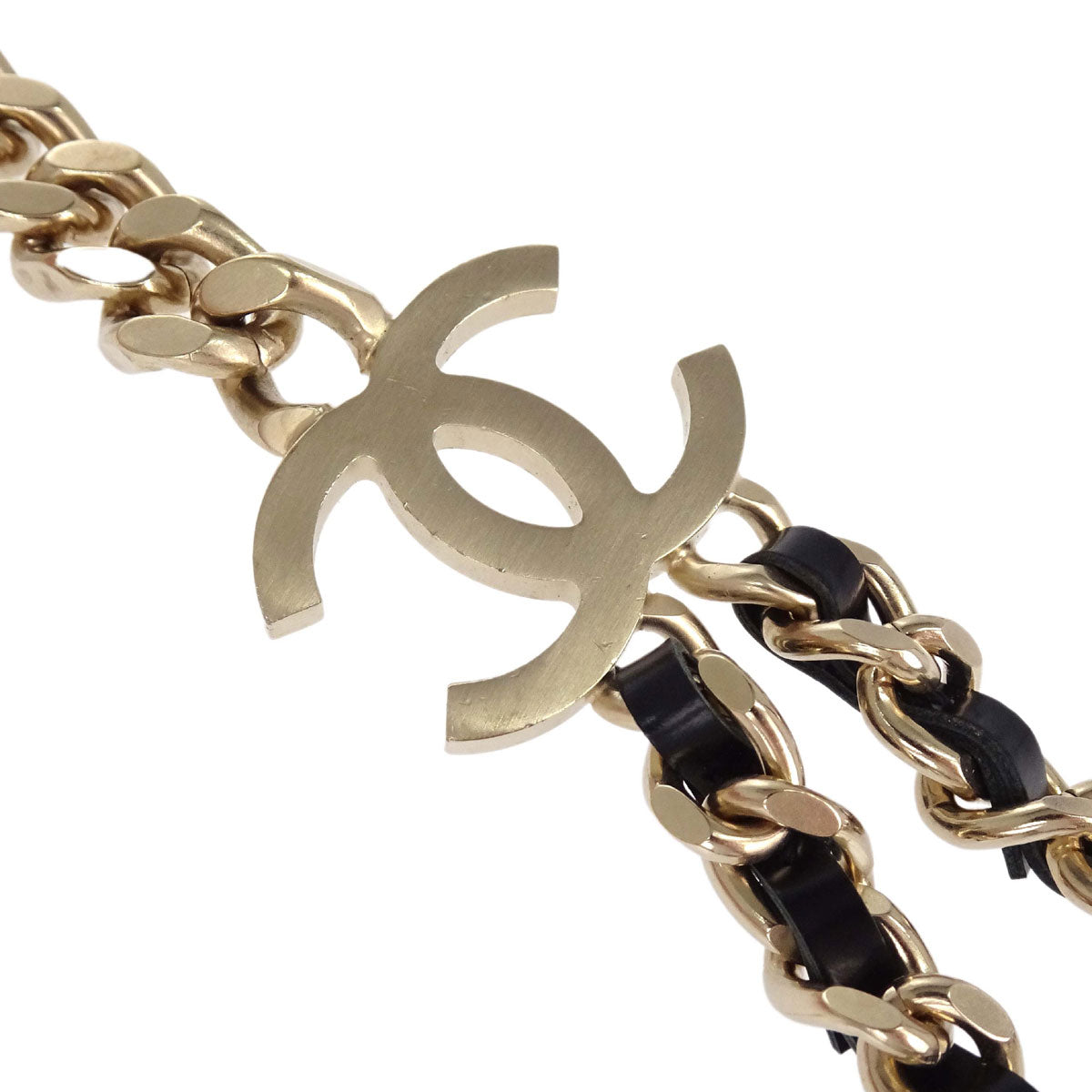 Chanel Chain Belt CC Camellia Bow Gold Black B17P Small Good