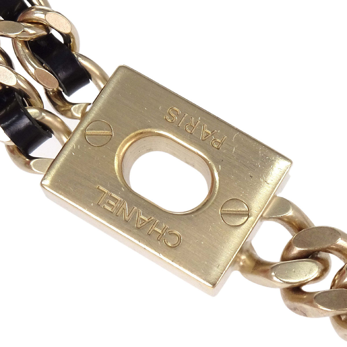 Chanel Chain Belt CC Camellia Bow Gold Black B17P Small Good