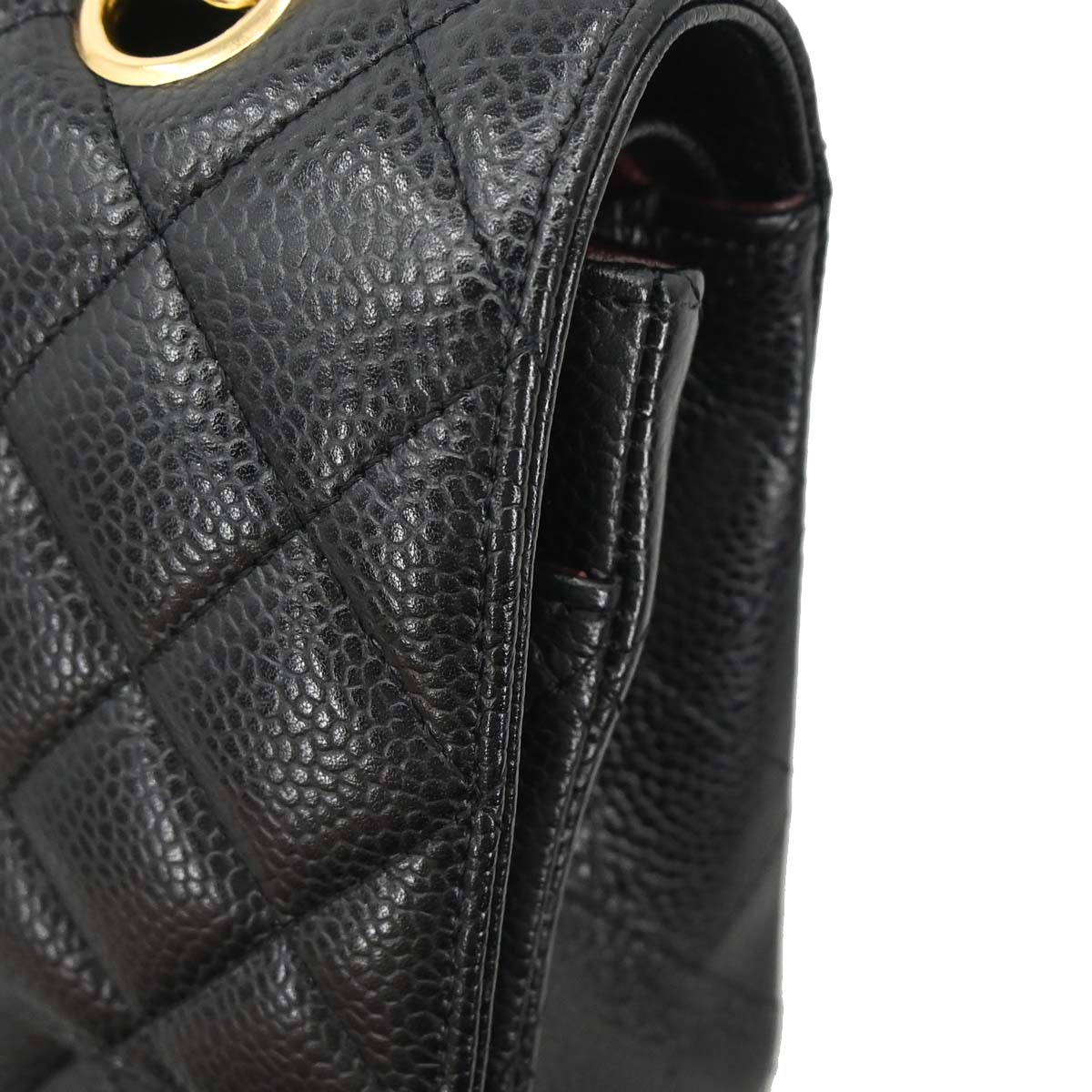 Chanel 2014 Black Caviar Skin Medium Classic Double Flap Shoulder Bag