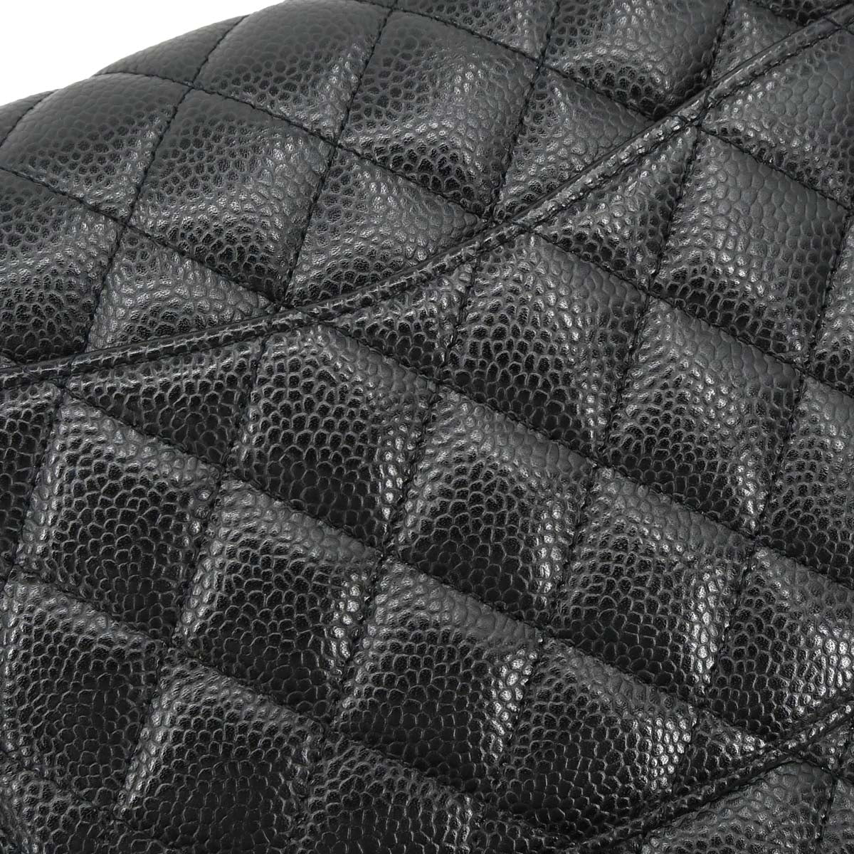 Chanel 2014 Black Caviar Skin Medium Classic Double Flap Shoulder Bag