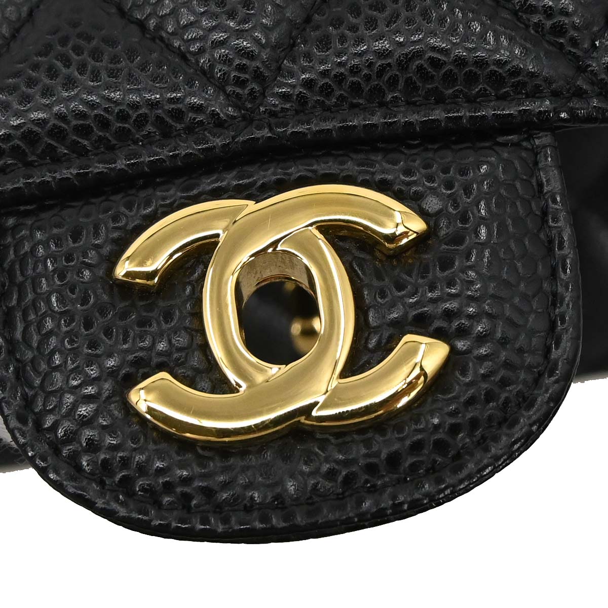 Chanel 2014 Black Caviar Skin Medium Classic Double Flap Shoulder Bag