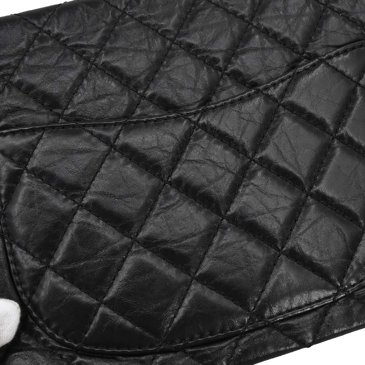 Chanel 2019 Black Calfskin 2.55 Classic Double Flap Shoulder Bag