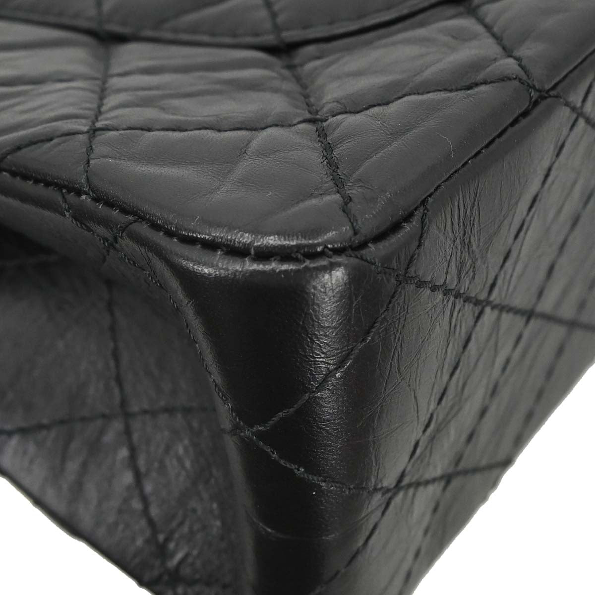Chanel 2019 Black Calfskin 2.55 Classic Double Flap Shoulder Bag
