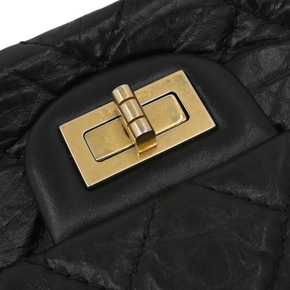 Chanel 2019 Black Calfskin 2.55 Classic Double Flap Shoulder Bag