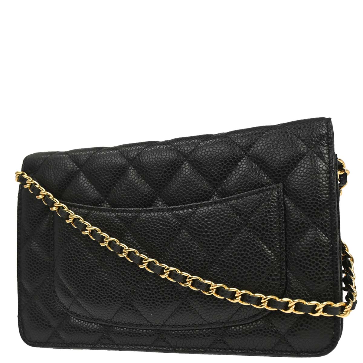Chanel 2013-2014 Black Caviar Skin Classic WOC Wallet on Chain Shoulder Bag
