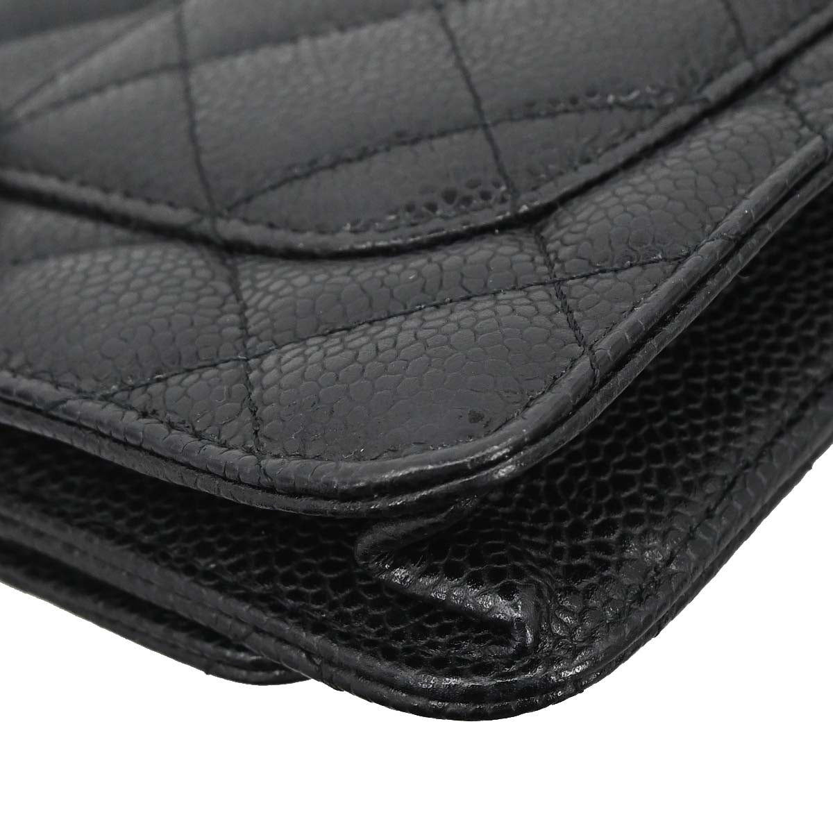Chanel 2013-2014 Black Caviar Skin Classic WOC Wallet on Chain Shoulder Bag