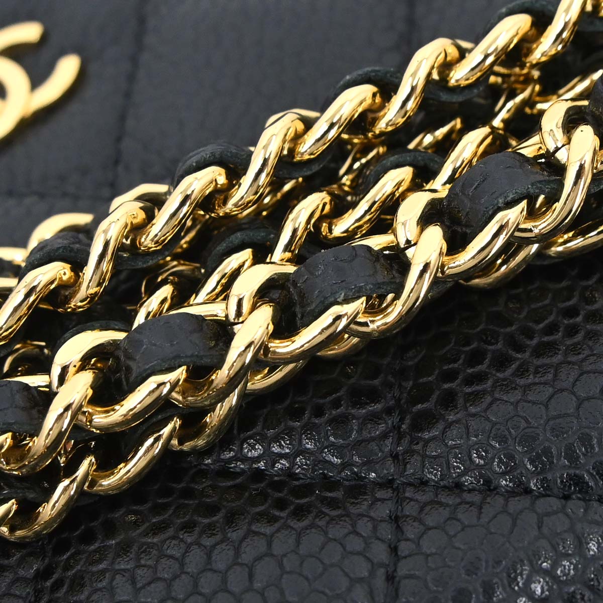 Chanel 2013-2014 Black Caviar Skin Classic WOC Wallet on Chain Shoulder Bag
