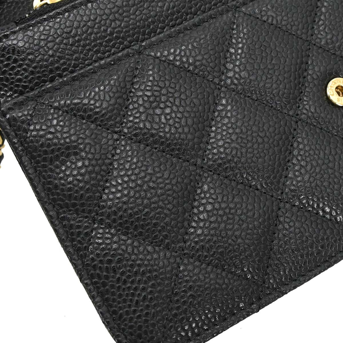 Chanel 2013-2014 Black Caviar Skin Classic WOC Wallet on Chain Shoulder Bag