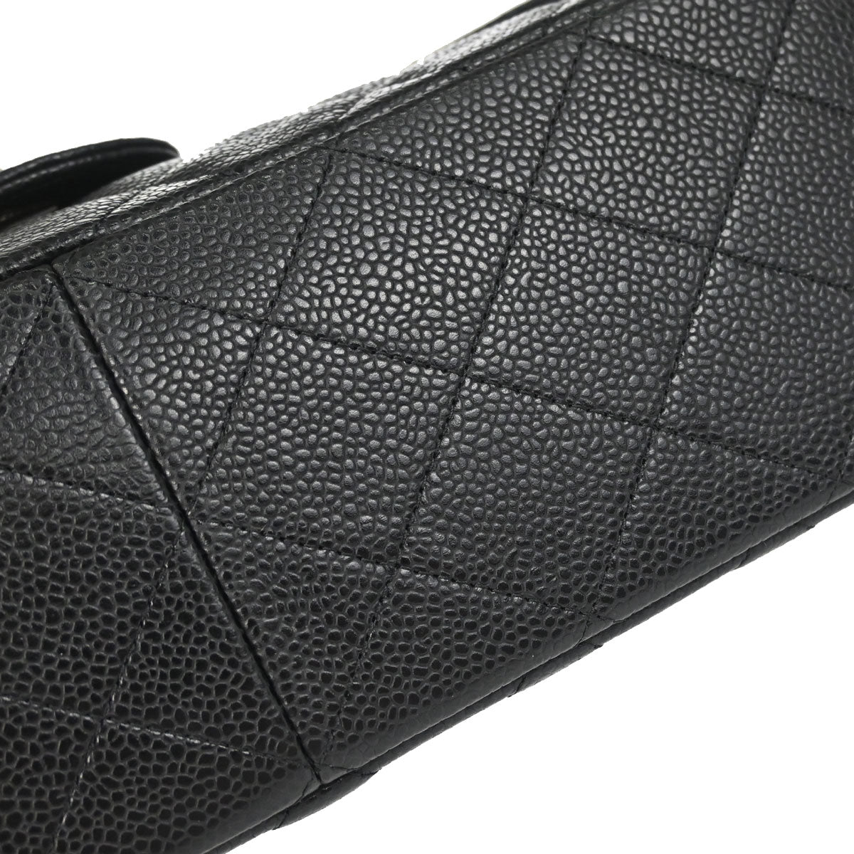 Chanel 2011 Black Caviar Skin Jumbo Classic Double Flap Shoulder Bag