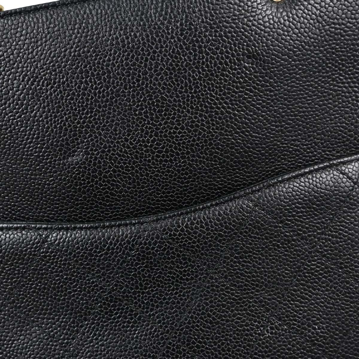 Chanel 2017 Black Caviar Skin Tote 2way Shoulder Handbag