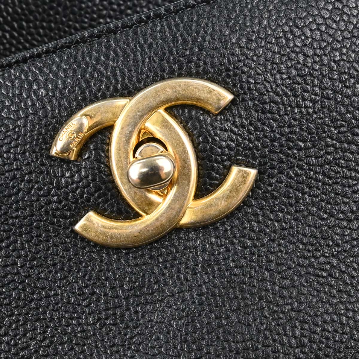 Chanel 2017 Black Caviar Skin Tote 2way Shoulder Handbag