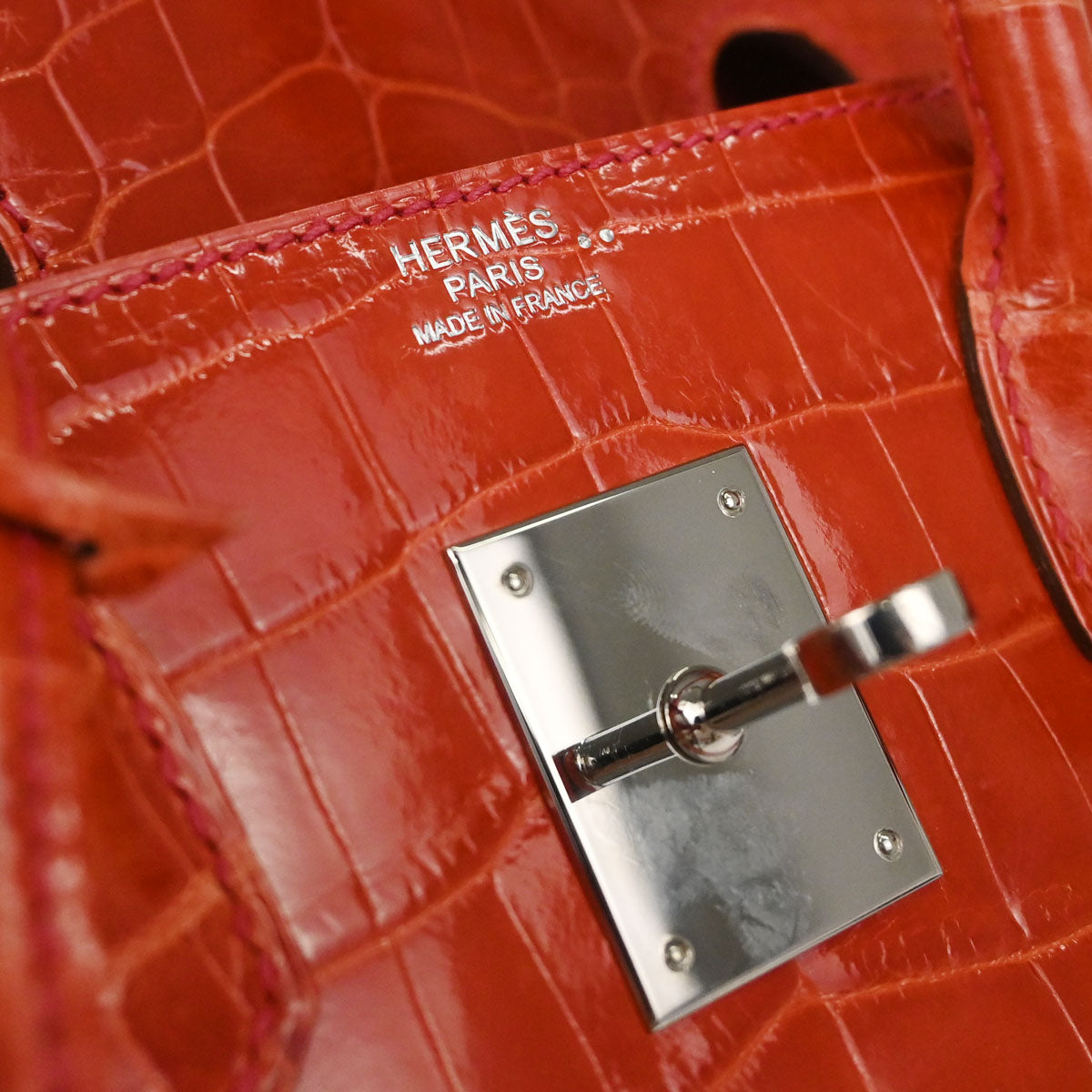 Hermes * Rouge Pivoine Niloticus Birkin 30 Handbag