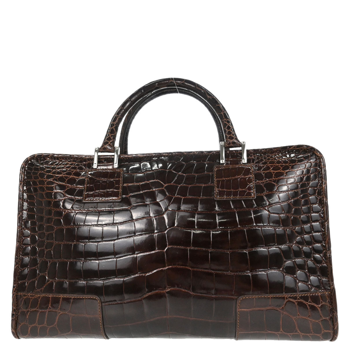 Loewe * Brown Crocodile Amazona 36 Handbag