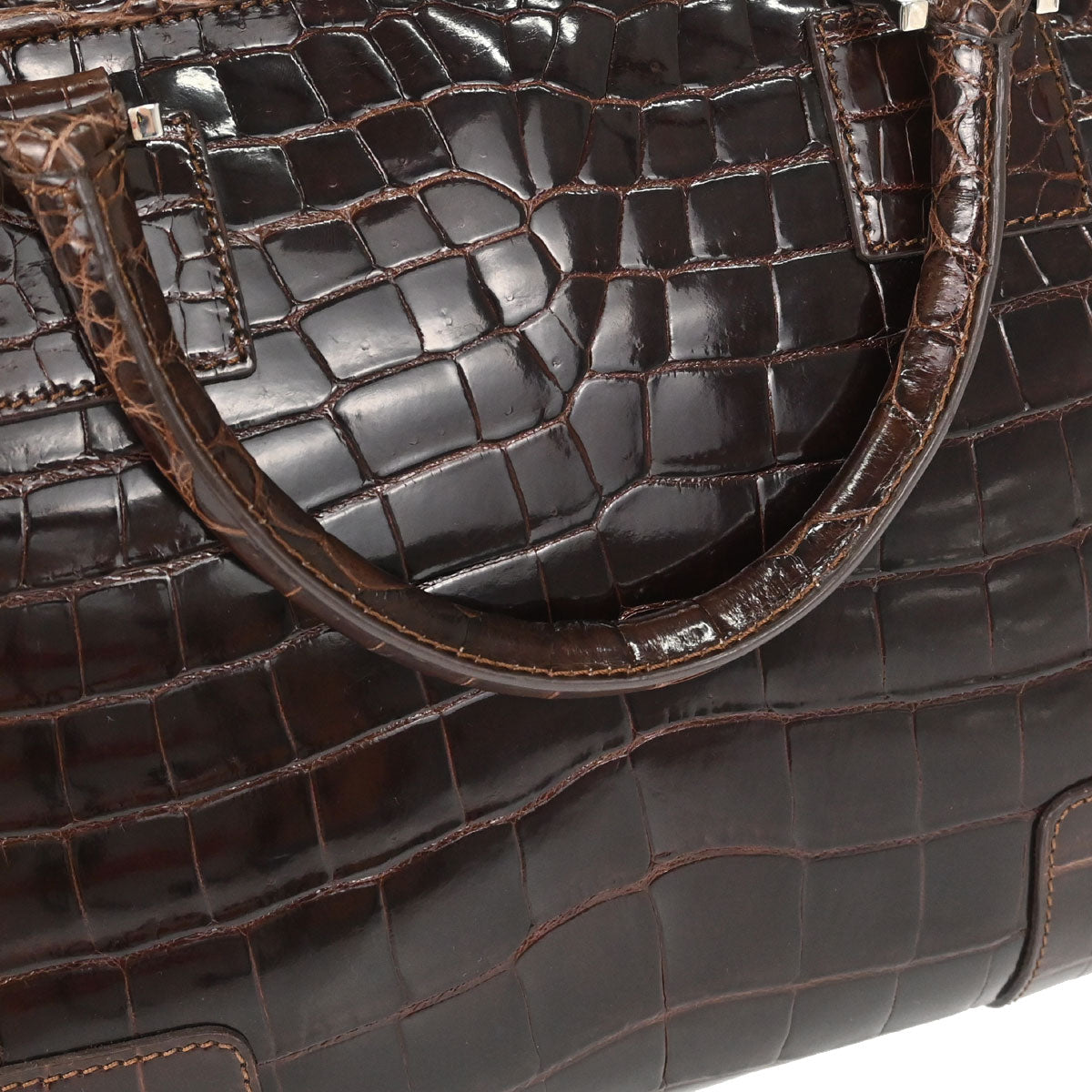 Loewe * Brown Crocodile Amazona 36 Handbag
