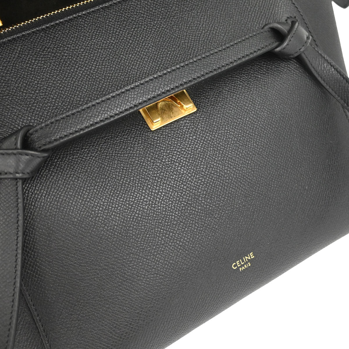 Celine Black Leather Belt Bag Micro 2way Shoulder Handbag