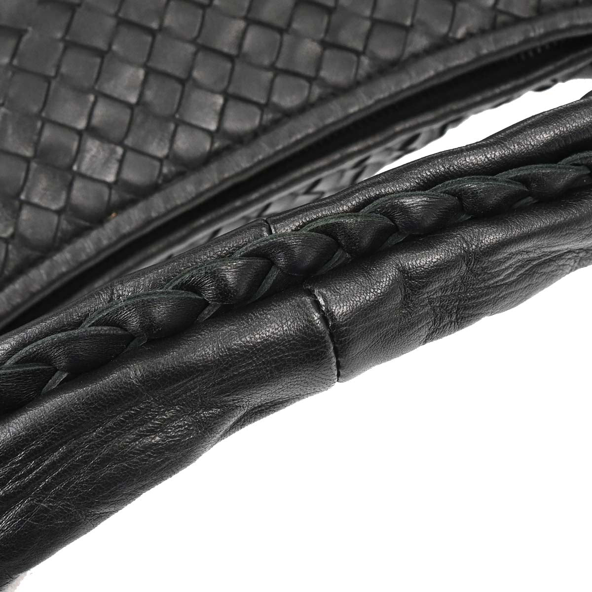 Bottega Veneta Black Lambskin Intrecciato Hobo Handbag